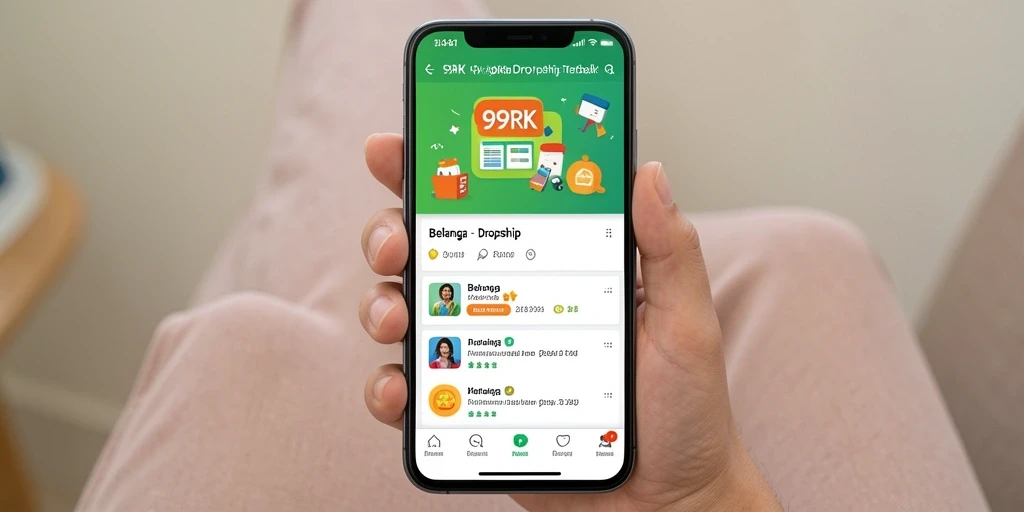 Antarmuka aplikasi 99RK yang intuitif untuk berbelanja dropship.