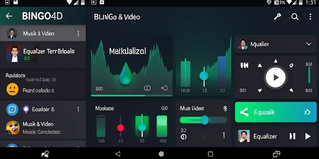 Antarmuka aplikasi BINGO4D yang ramah pengguna untuk pengaturan Equalizer.