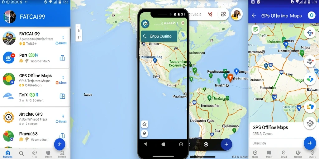 Tampilan antarmuka FATCAI99 dengan fitur GPS Offline Maps yang intuitif.