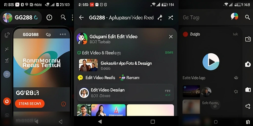 Tampilan antarmuka aplikasi GG288 untuk edit video reels yang intuitif.