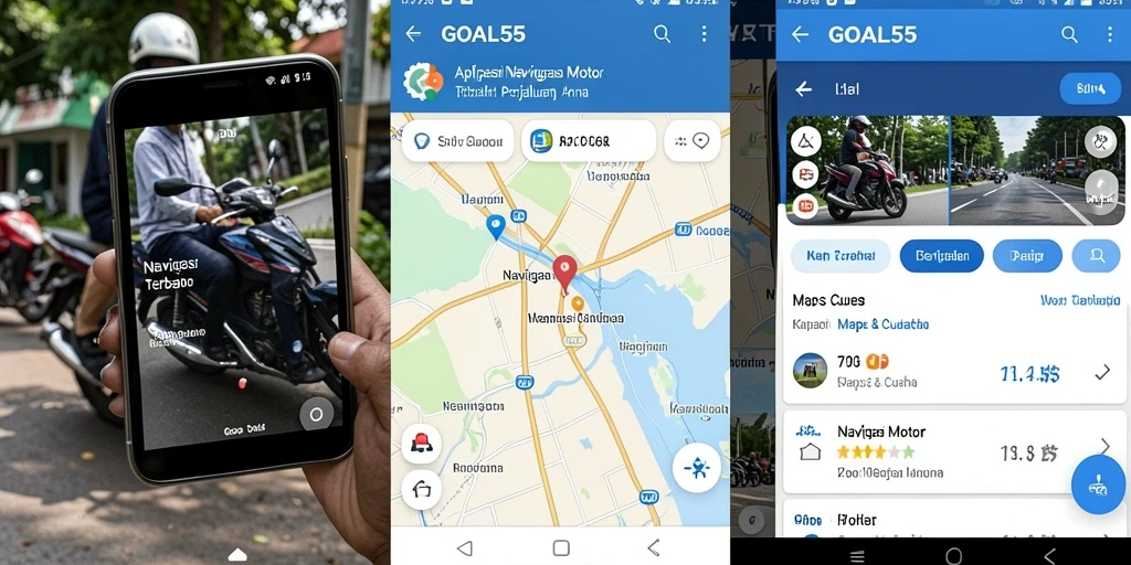 Tampilan antarmuka GOAL55 yang informatif dan mudah digunakan untuk Navigasi Motor.