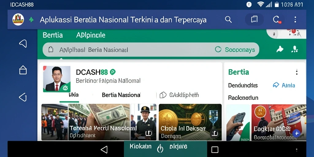 Antarmuka aplikasi IDCASH88 menunjukkan berita nasional terkini.
