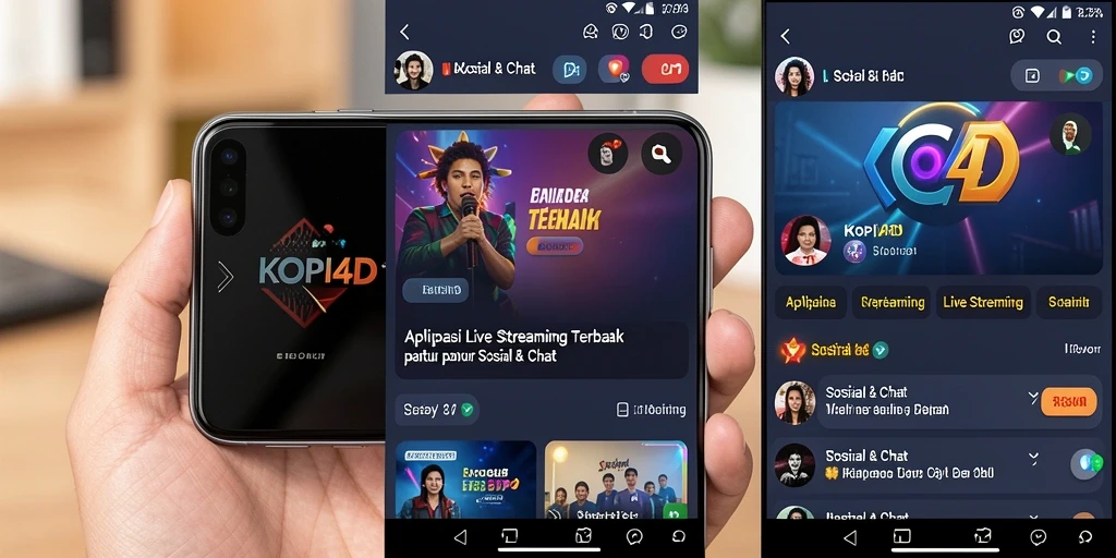Antarmuka aplikasi KOPI4D yang menarik dengan fitur Live Streaming.