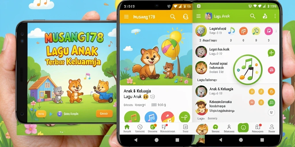 Tampilan antarmuka MUSANG178 dengan lagu anak yang ceria.