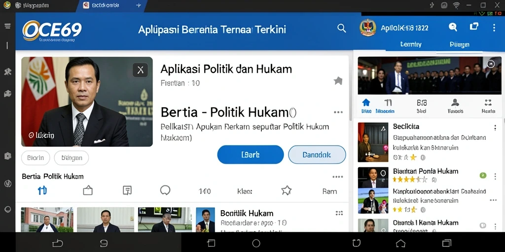 Tampilan antarmuka OCE69 untuk berita politik dan hukum.